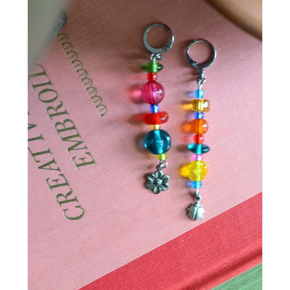 Handmade Rainbow Mixed Matched Earrings🐞🌼🌈